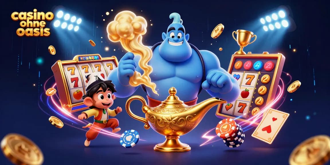 Experience the thrill of gambling with casino ohne oasis featuring dynamic genie and playful monkey.