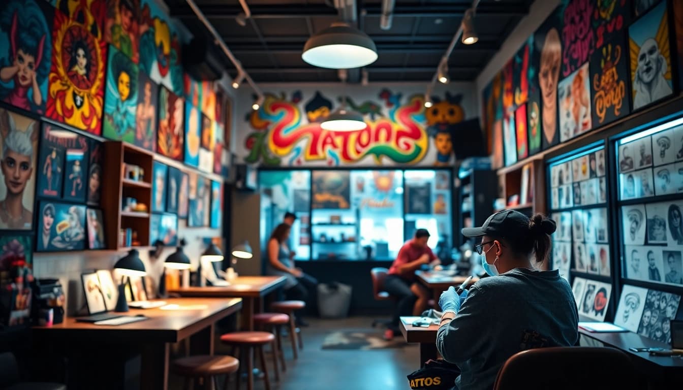 Talented artist working in a Tattoo Studio München, creating detailed and vibrant tattoos for clients.