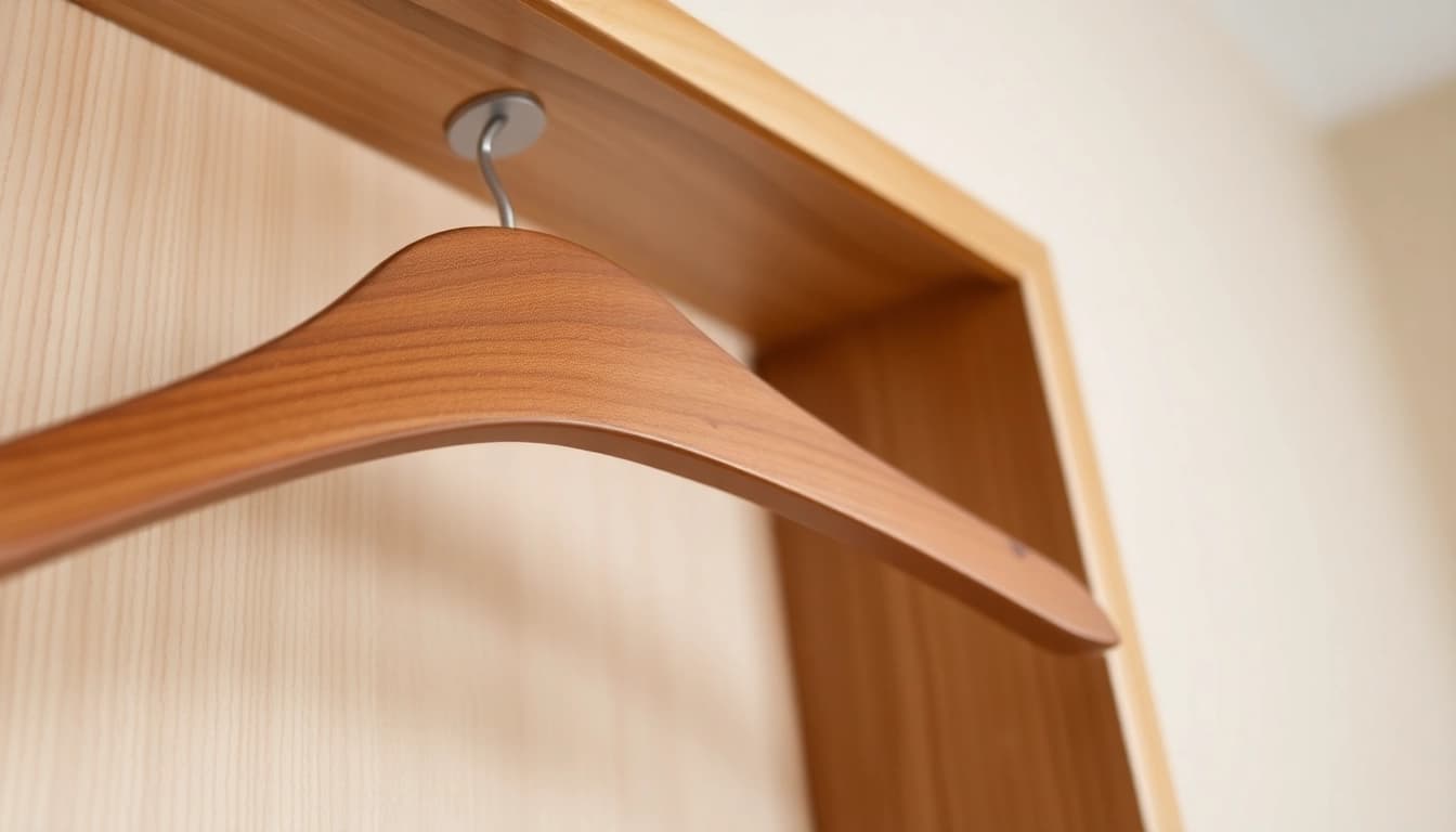 Holz Kleiderbügel aus hochwertigem Buchenholz, ideal zum Aufhängen von Anzügen und Kleidern.