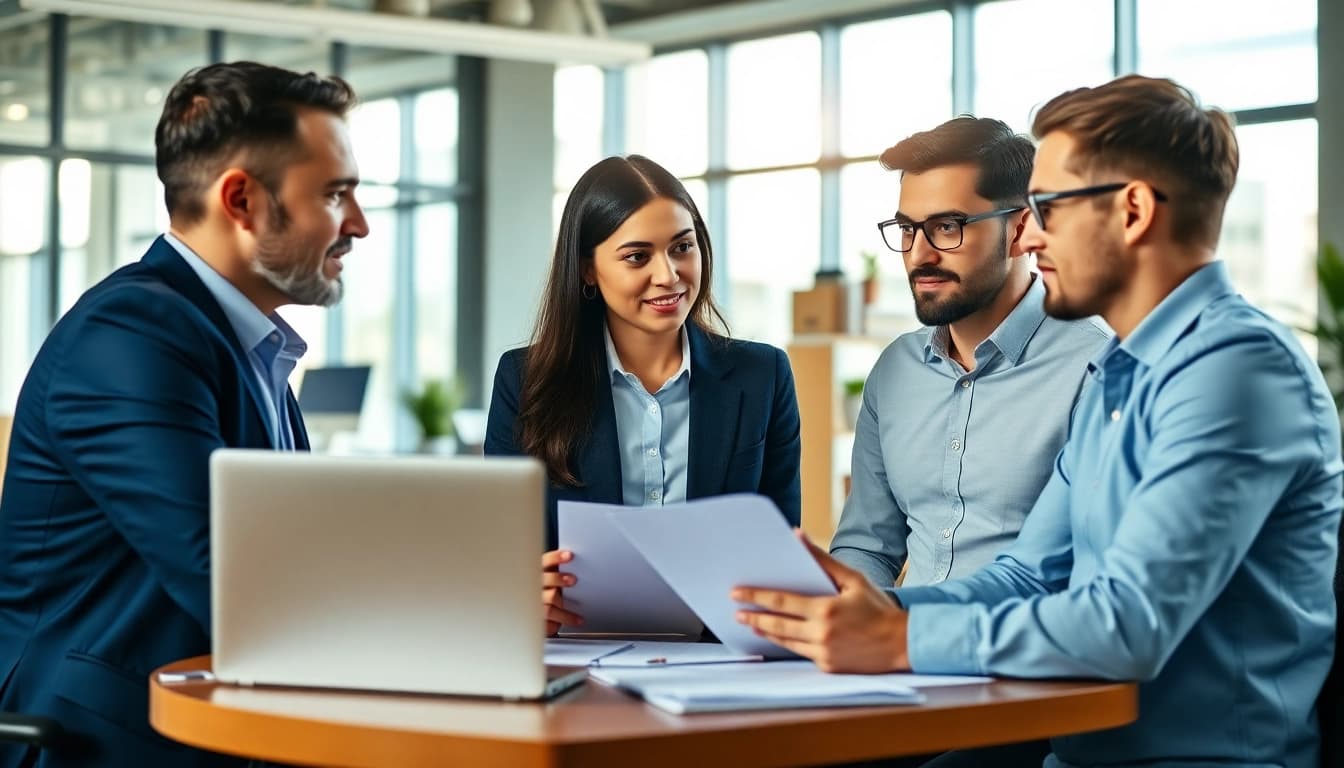Headhunter Ingenieure trifft Ingenieure in einem modernen Büro.