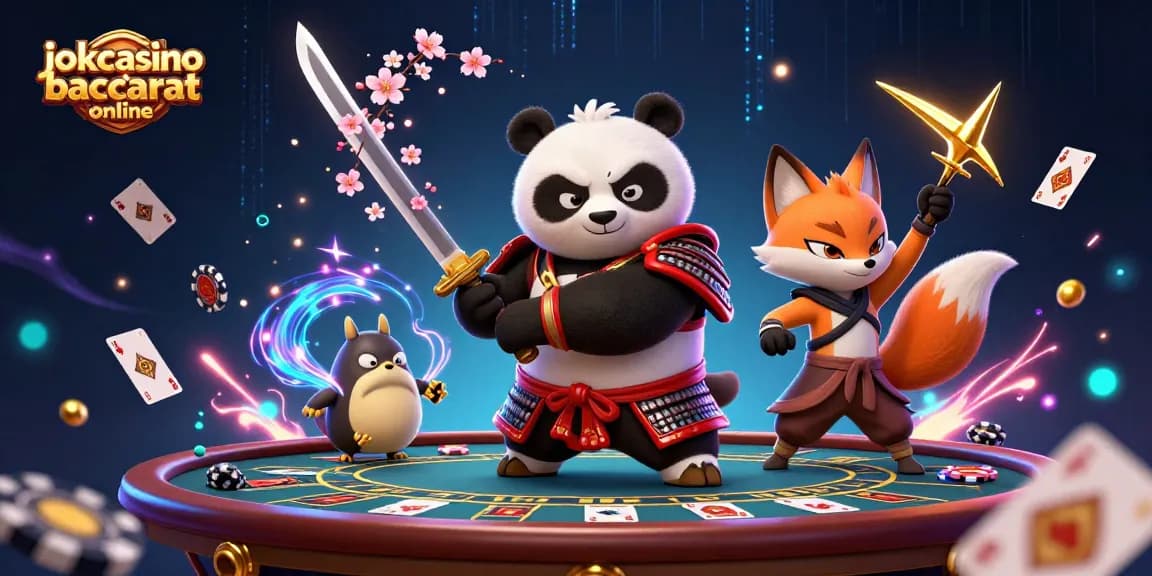 Engage in jokacasino baccarat online with vibrant scenes of samurai panda and ninja fox.