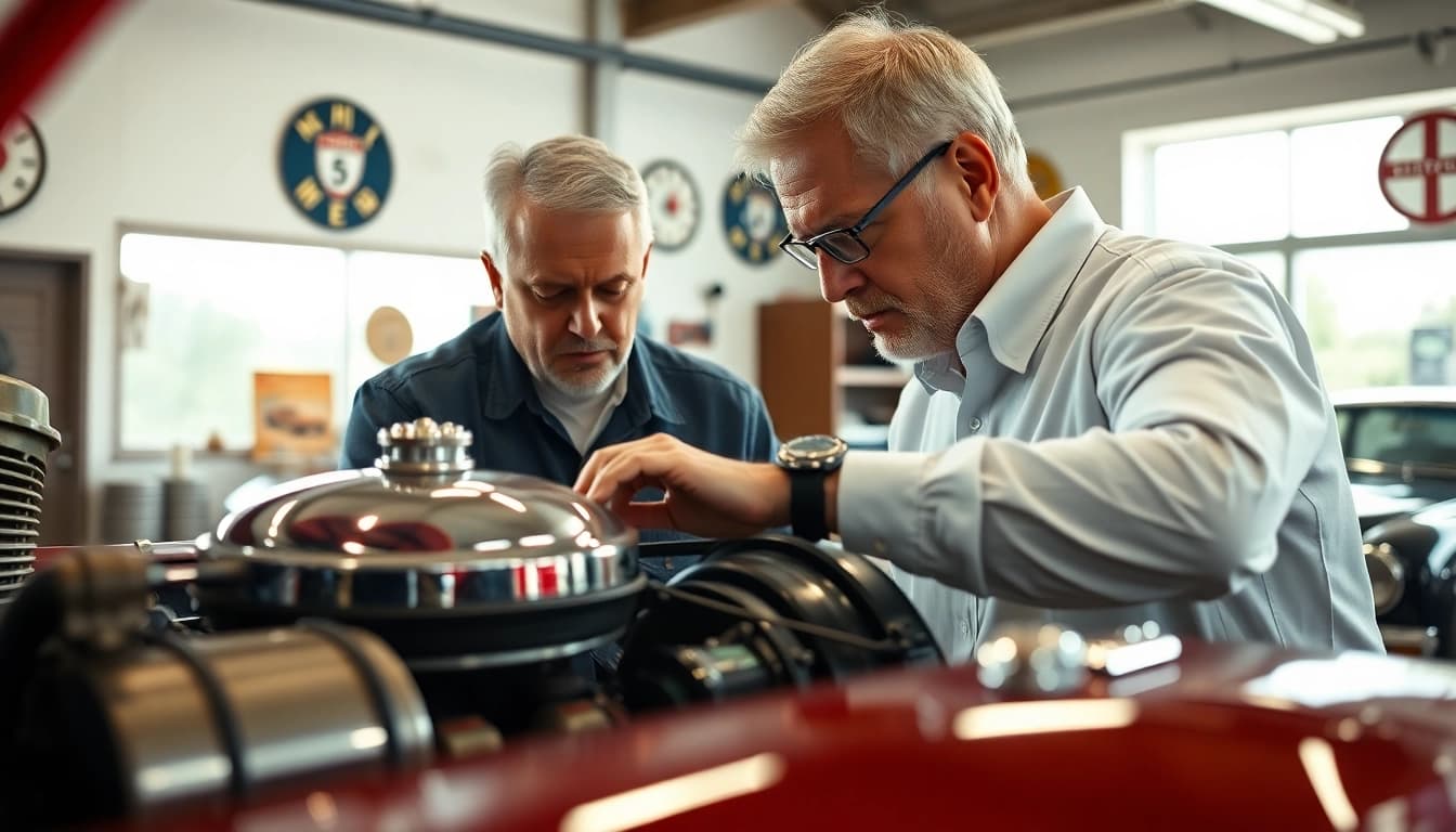 Oldtimer Wertgutachten durchgeführt von einem Sachverständigen an einem klassischen Auto.