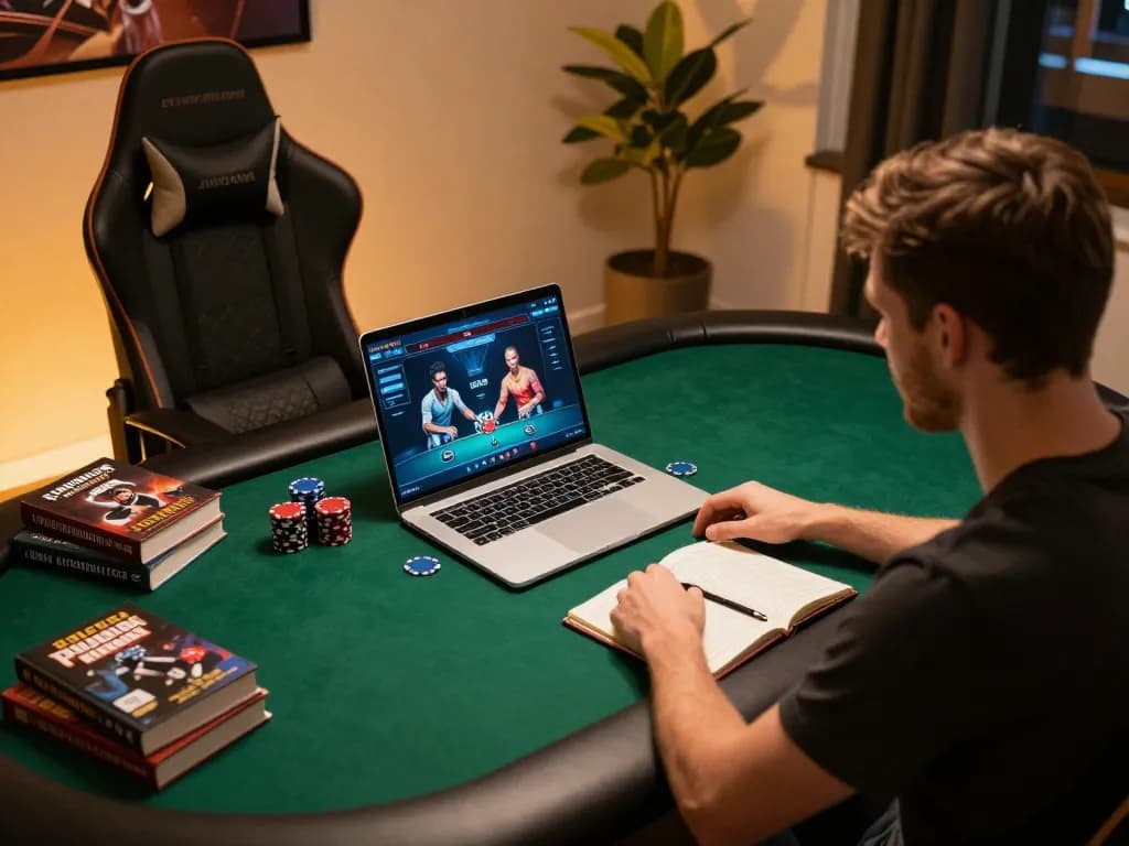 Engaging online poker gaming scene at https://bl555.agency/ with player immersed in strategy.