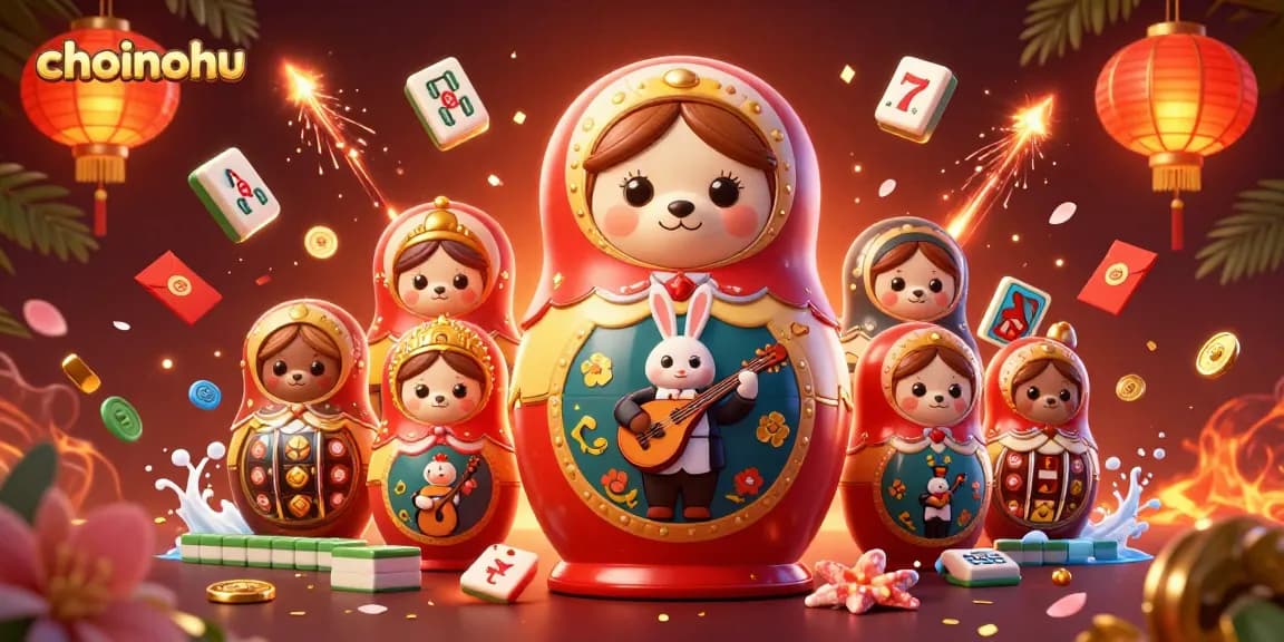 Experience the excitement of choinohu with a vibrant 3D illustration featuring playful bears and casino elements.