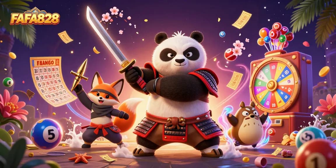 Join the adventure at FAFA828 with the fierce samurai panda and his ninja fox in an exciting casino realm.