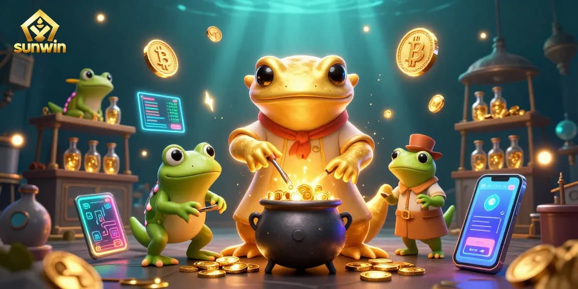 Engage in thrilling gameplay at sunwin with a vibrant scene of a golden alchemist creating wealth.