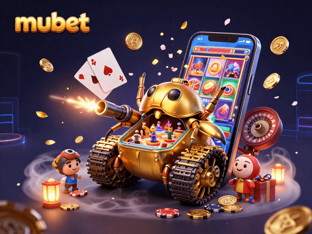Play exciting casino games at mubet in a vibrant 3D illustration showcasing unique gaming experiences!