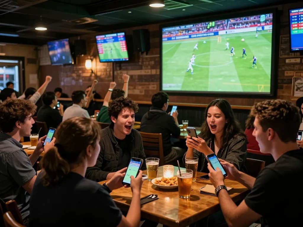 Tỷ lệ kèo nhà cái hôm nay highlighted in exciting sports betting atmosphere with fans engaged in live wagering.