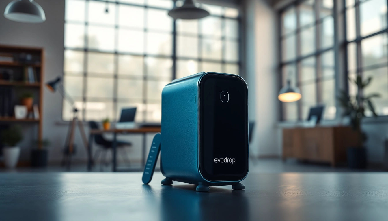 Erleben Sie die evodrop, ein innovatives technologisches Gerät, das Leistung und Design vereint.