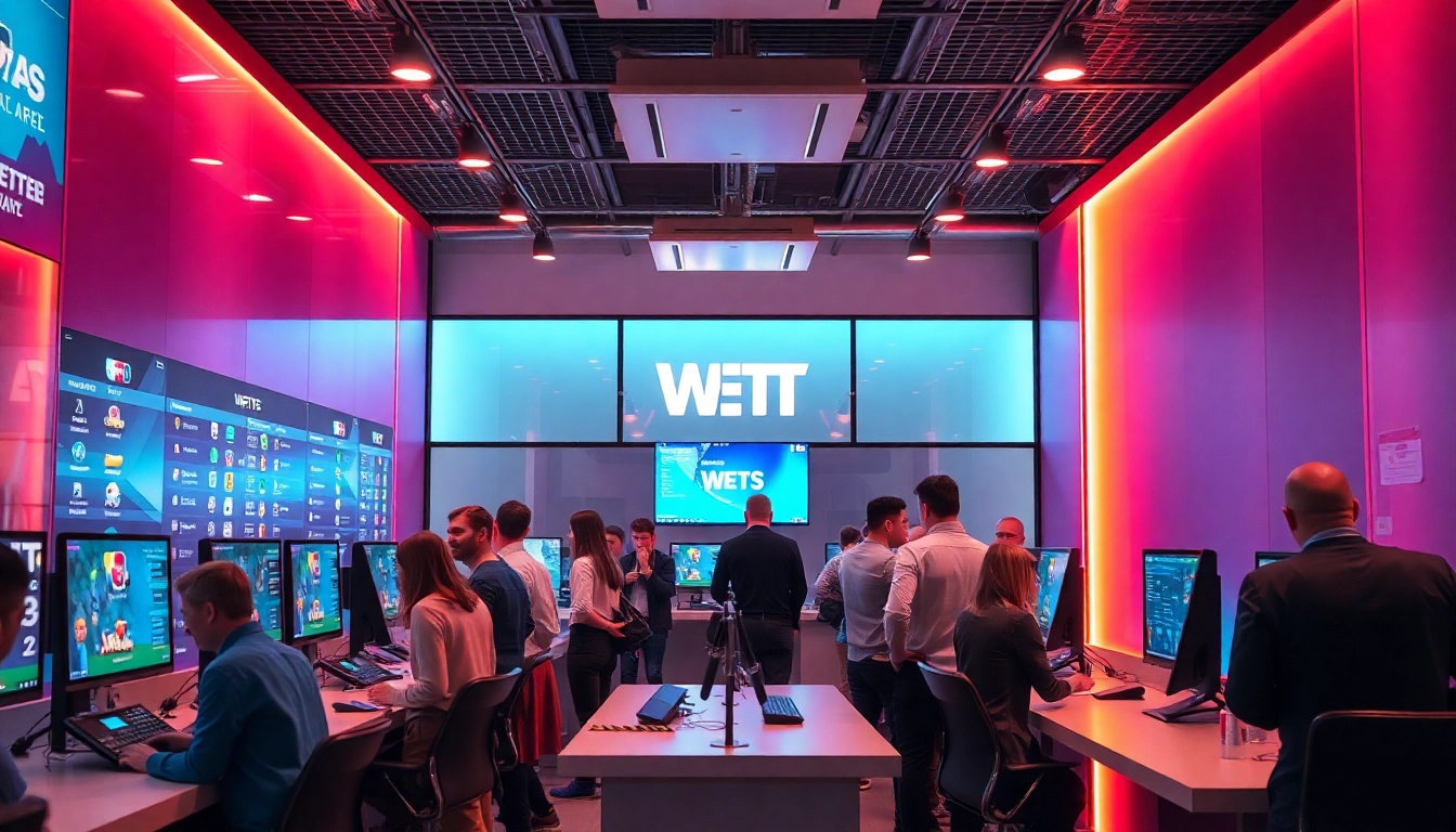 Neue wettanbieter präsentieren moderne Wettmöglichkeiten in einem ansprechenden Wettbüro.