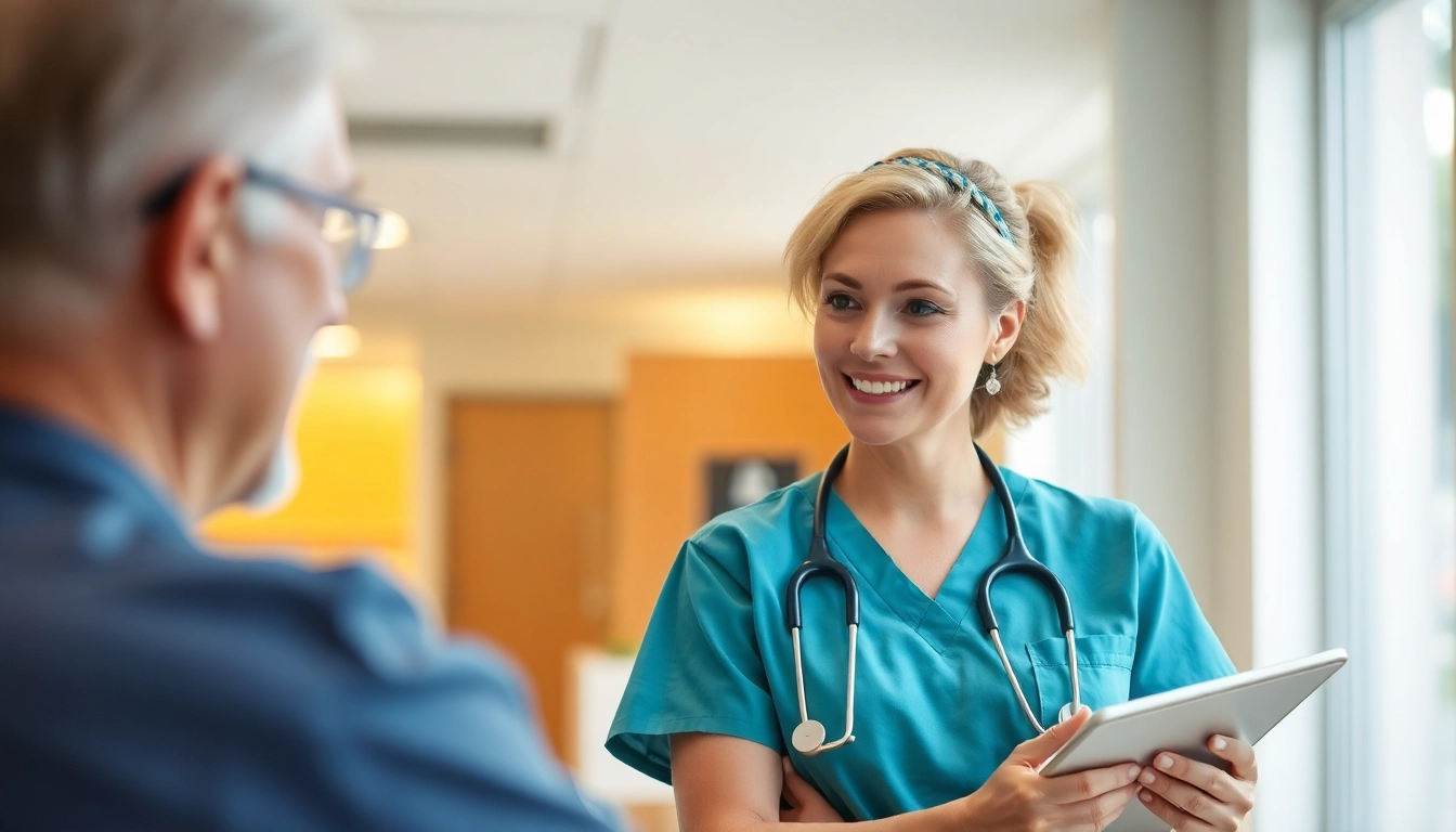 Pflegefachkraft Stelle Hameln: A compassionate caregiver assisting an elderly patient in a caring environment.