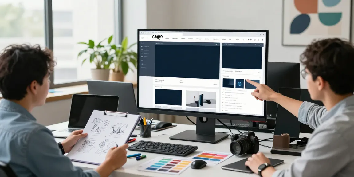 Webdesign Saarland: Kreatives Team entwickelt innovative Weblayouts in modernem Büro.
