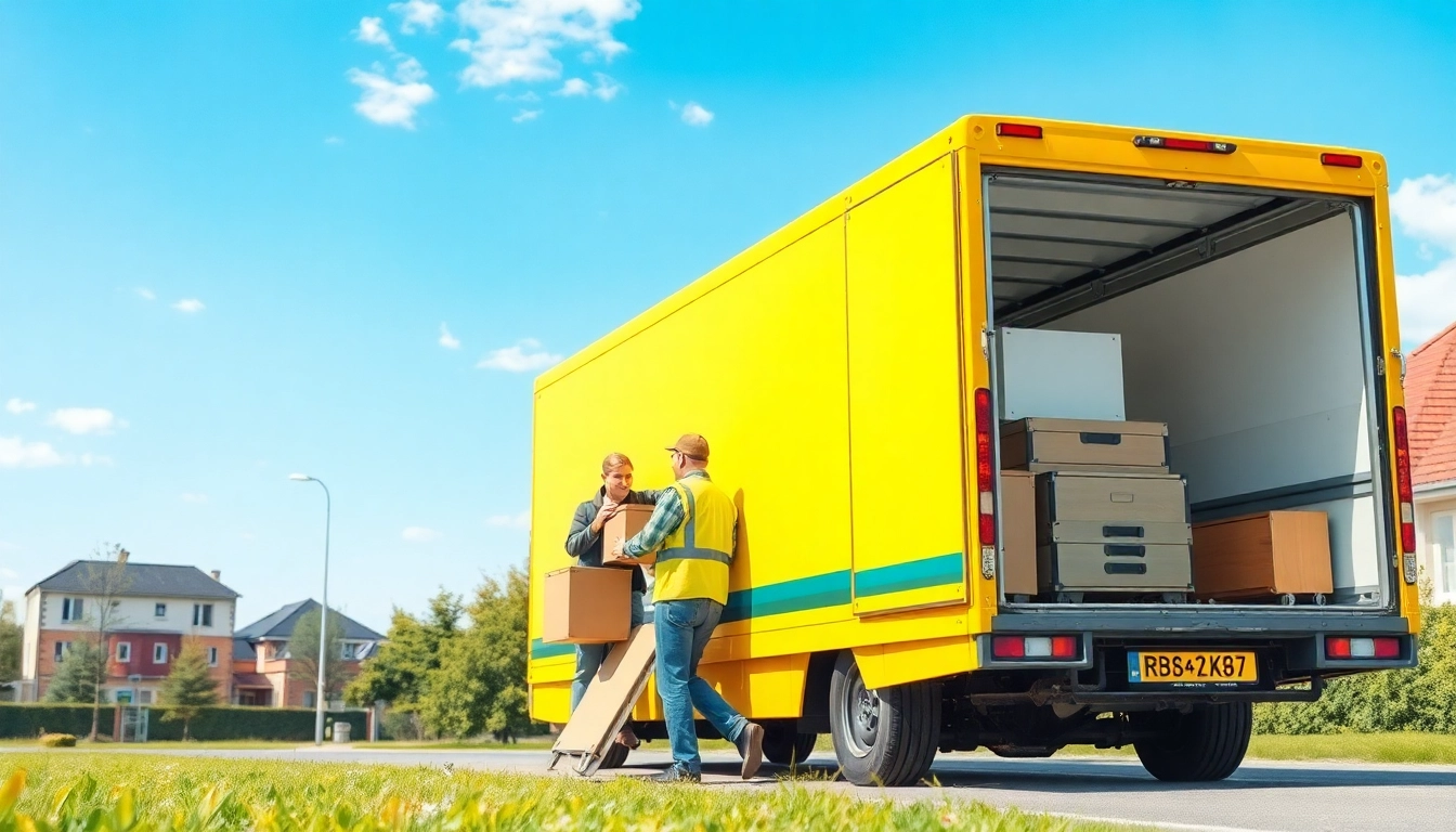 Professionelle Umzugscrew eines Umzugsunternehmens Saarbrücken lädt Möbel effizient in ein Fahrzeug.