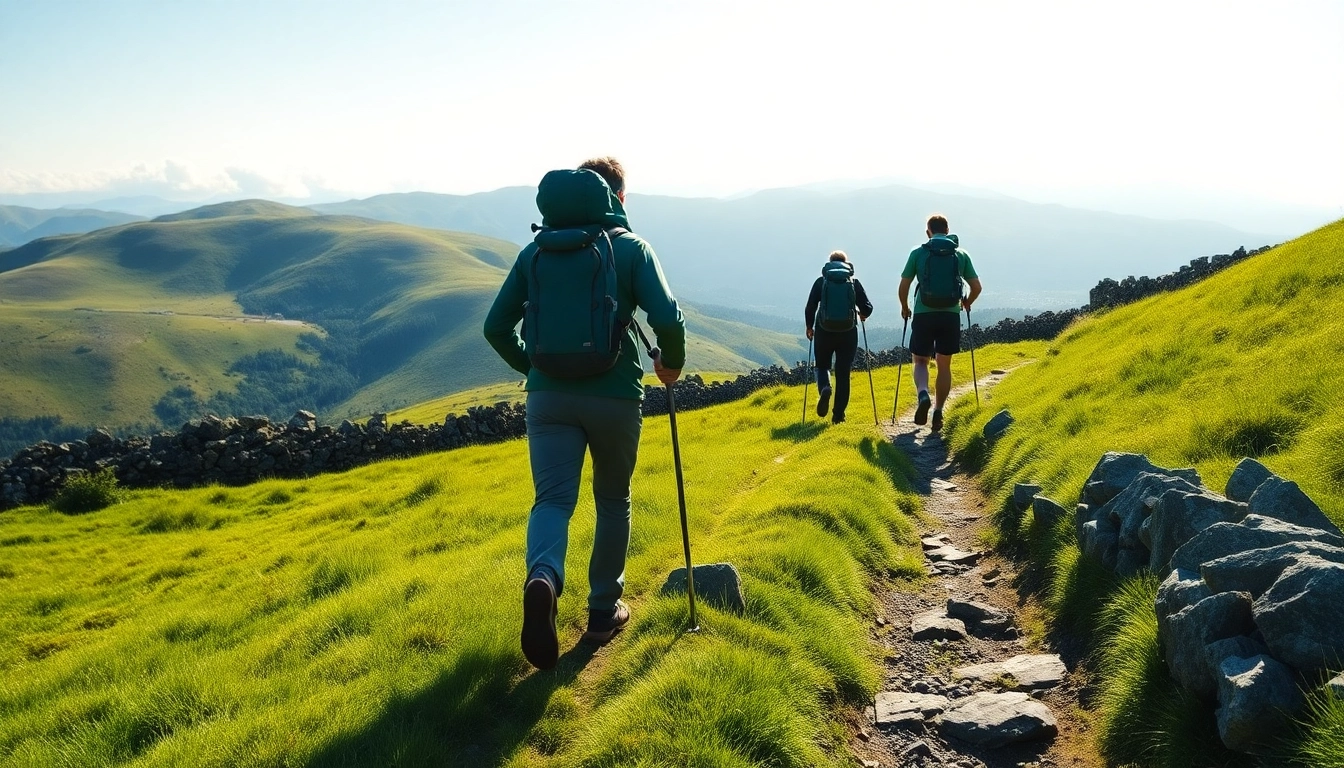 Entdecken Sie eine Walking Holiday Ireland mit atemberaubendem Landschaftshorizont und dynamischen Wanderern.