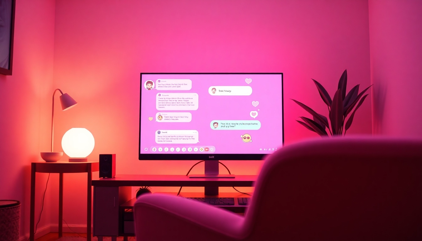 Engaging sex chat interface highlighting a cozy virtual chat environment with warm lighting.