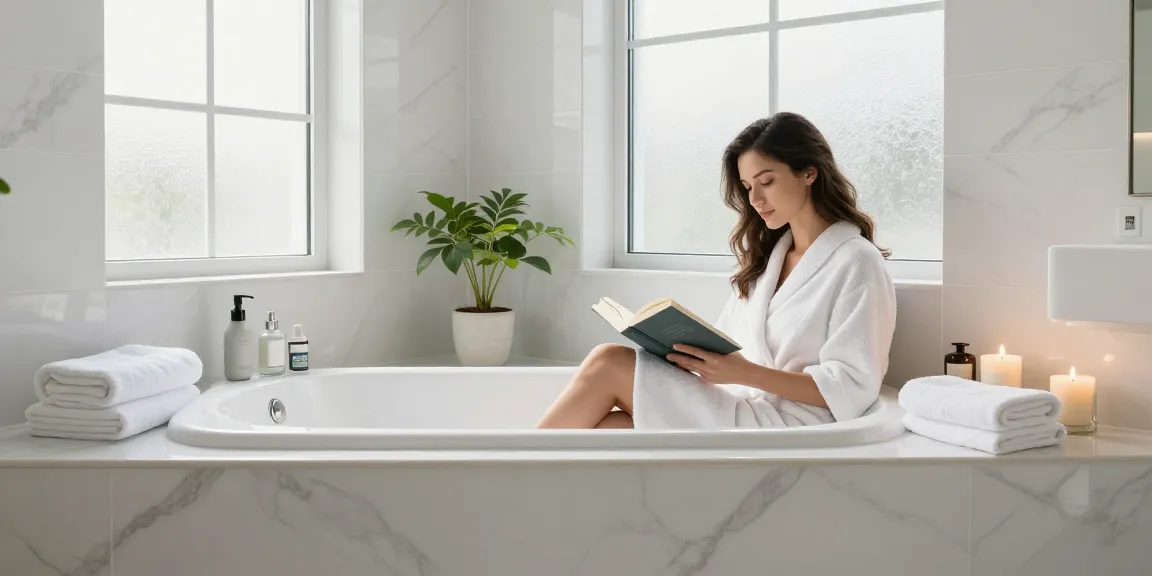 Een luxe zitbadervaring in een moderne badkamer, die comfort en ontspanning toont.