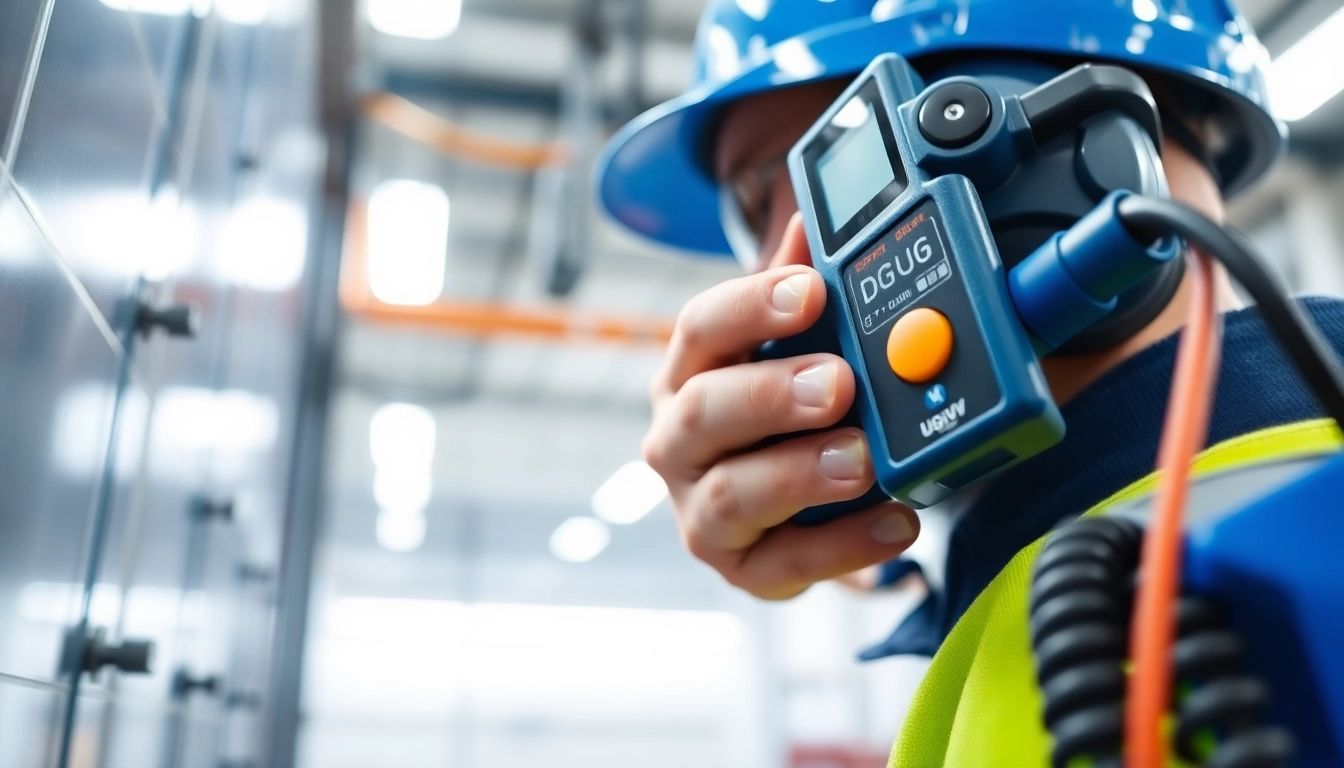 Electrician conducting DGUV V3 Prüfung ensuring workplace safety and compliance.