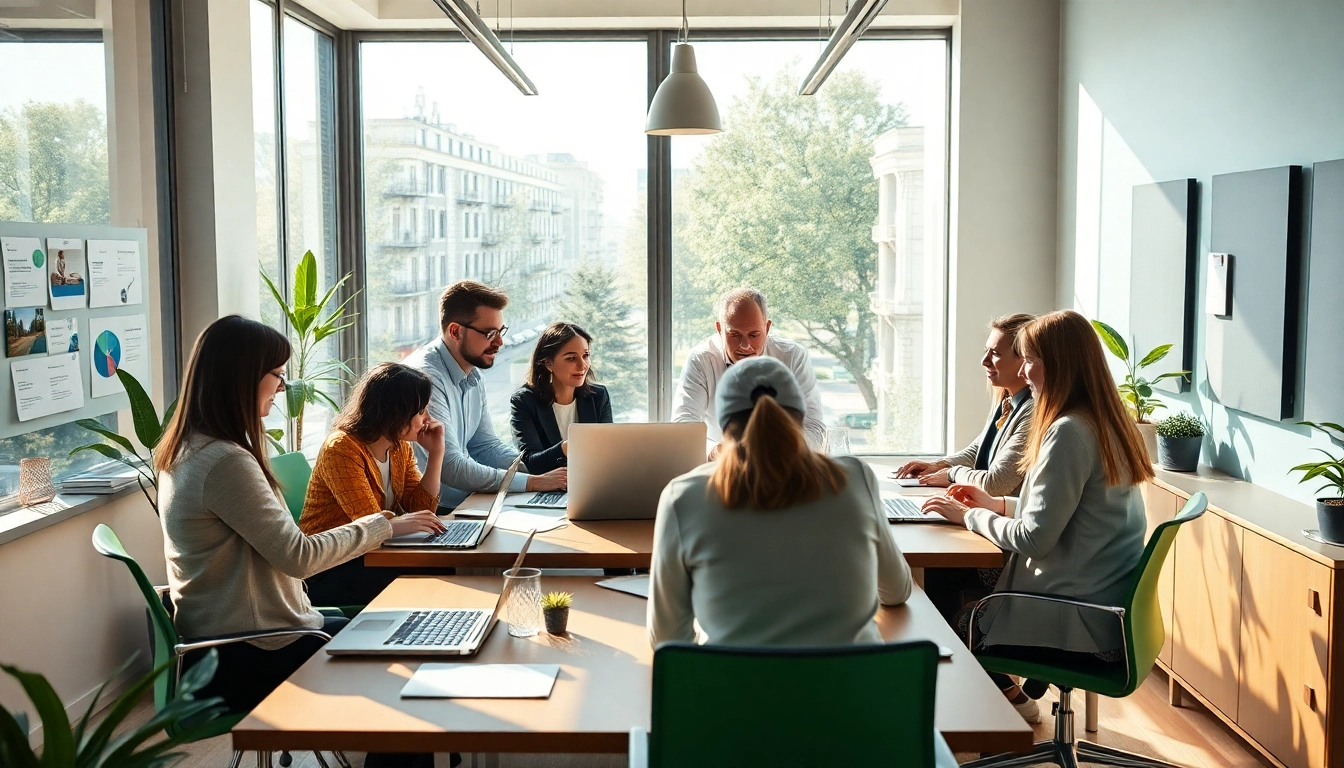 Team collaborating effectively in a pflegemarketing agentur office, showcasing innovative strategies.