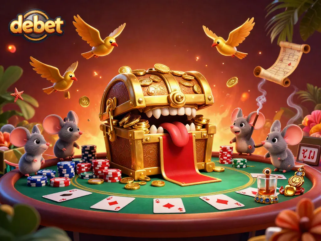 Experience thrilling adventures at debet's dynamic poker scene filled with treasure!
