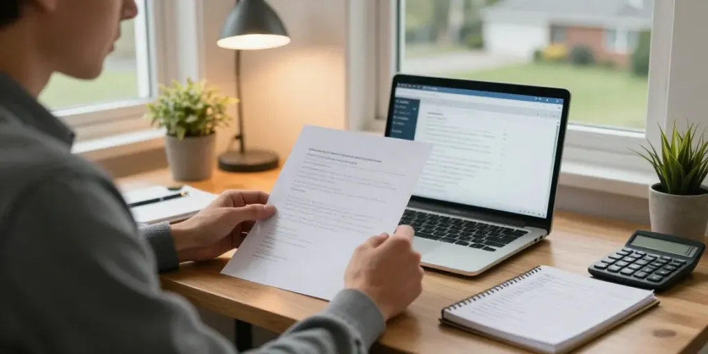 Individual evaluating loan options at home office, focusing on budgeting and finance with https://edmonton.paydayloans-on.ca/