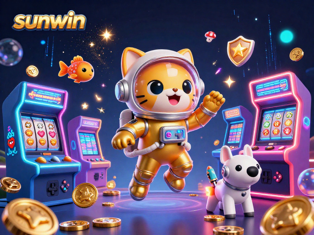 Experience thrilling gameplay at sunwin with a vibrant 3D casino adventure featuring glowing game elements.