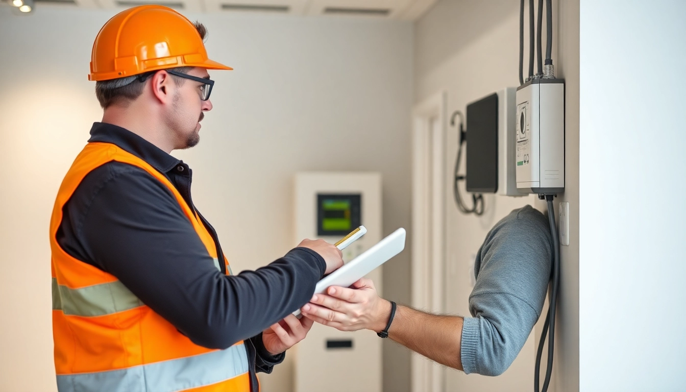 Aktive Durchführung einer DGUV V3 Prüfung an elektrischen Geräten in einem Büro, die Sicherheitsstandards gewährleisten.