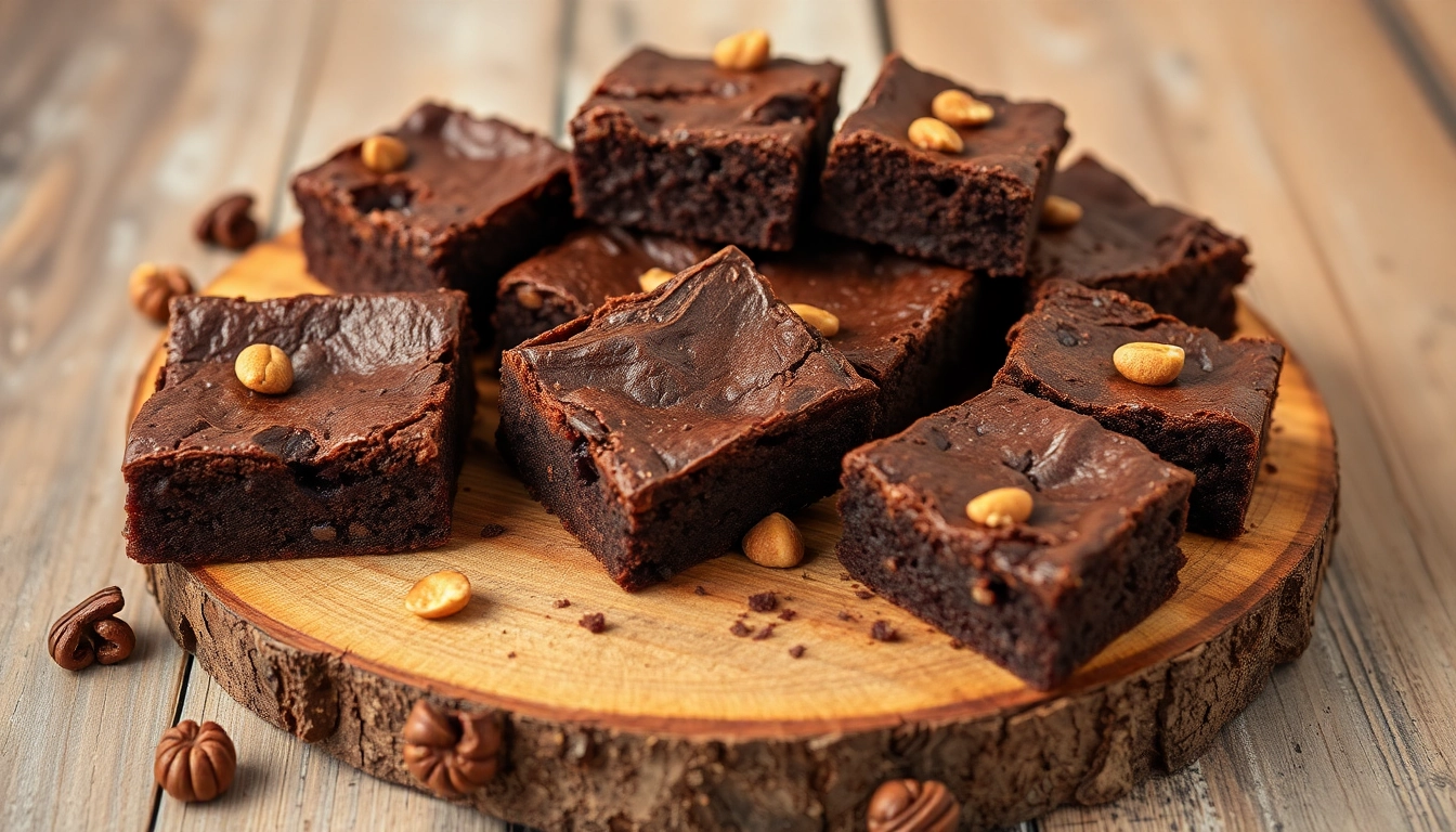 Genieße die köstlichen Daga Brownies, frisch gebacken mit Nüssen und Schokolade, ideal für Naschkatzen.