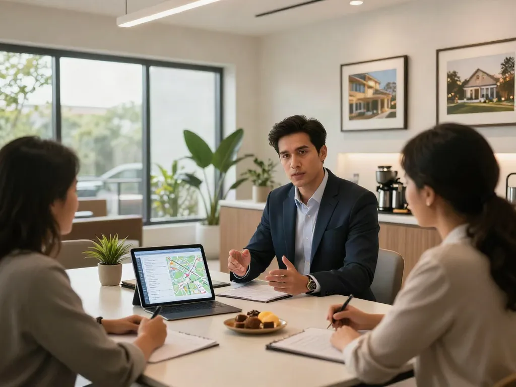 Der beste Immobilienmakler Frankfurt präsentiert stilvolle Immobilienberatung in modernem Büro.