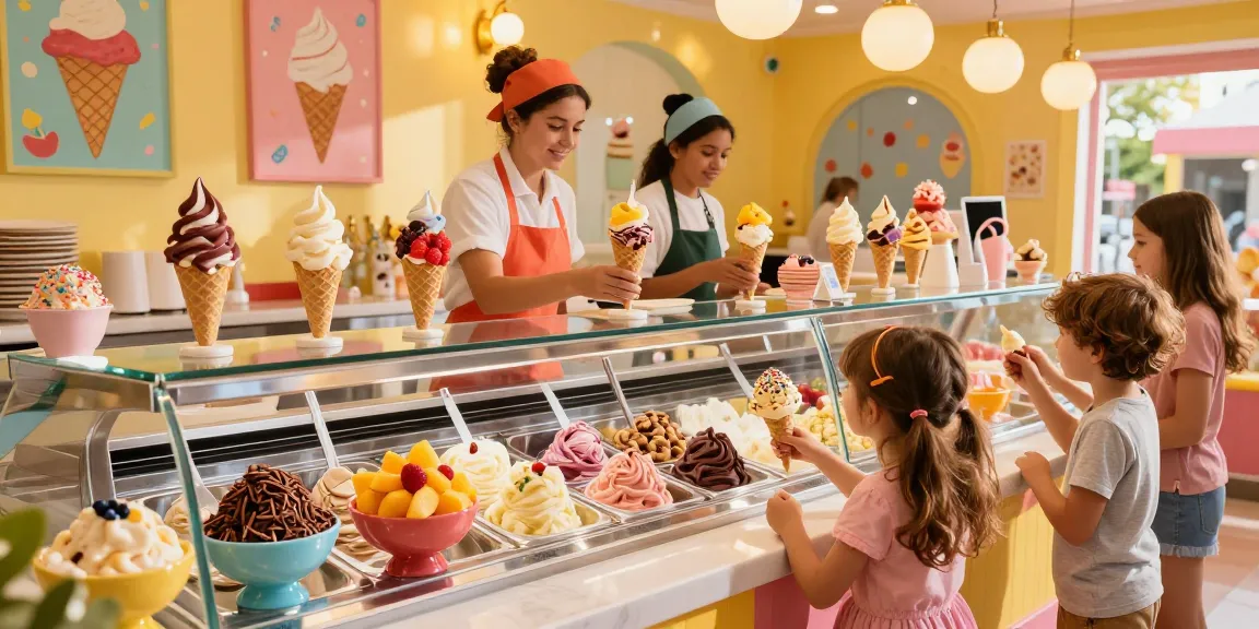 Exciting moment at rokok88 link login ice cream parlor showcasing extraordinary ice cream creations enjoyed by families.