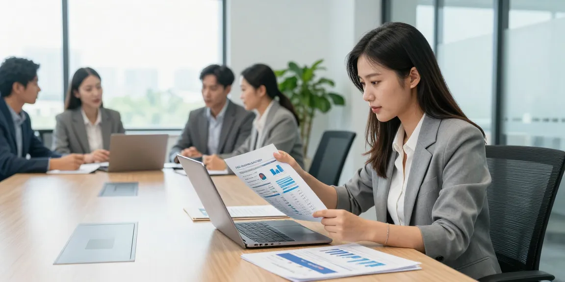 Führungskraft bewerten in einem modernen Büro, professionelle Mitarbeiterin analysiert Feedback und Leistung.