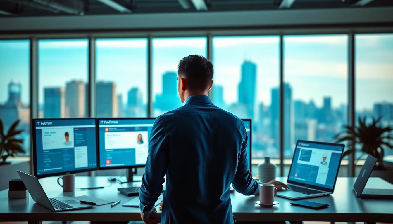 Headhunter IT für die Rekrutierung von IT-Profis in einer modernen Büroumgebung.