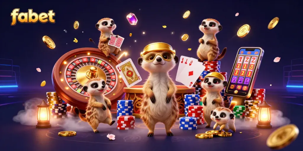 Engage with fabet's thrilling entertainment as meerkats run a vibrant casino operation in this lively scene