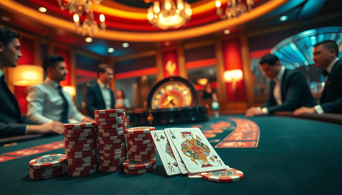 High-stakes poker table featuring 7m chips and professional gamblers immersed in gameplay.