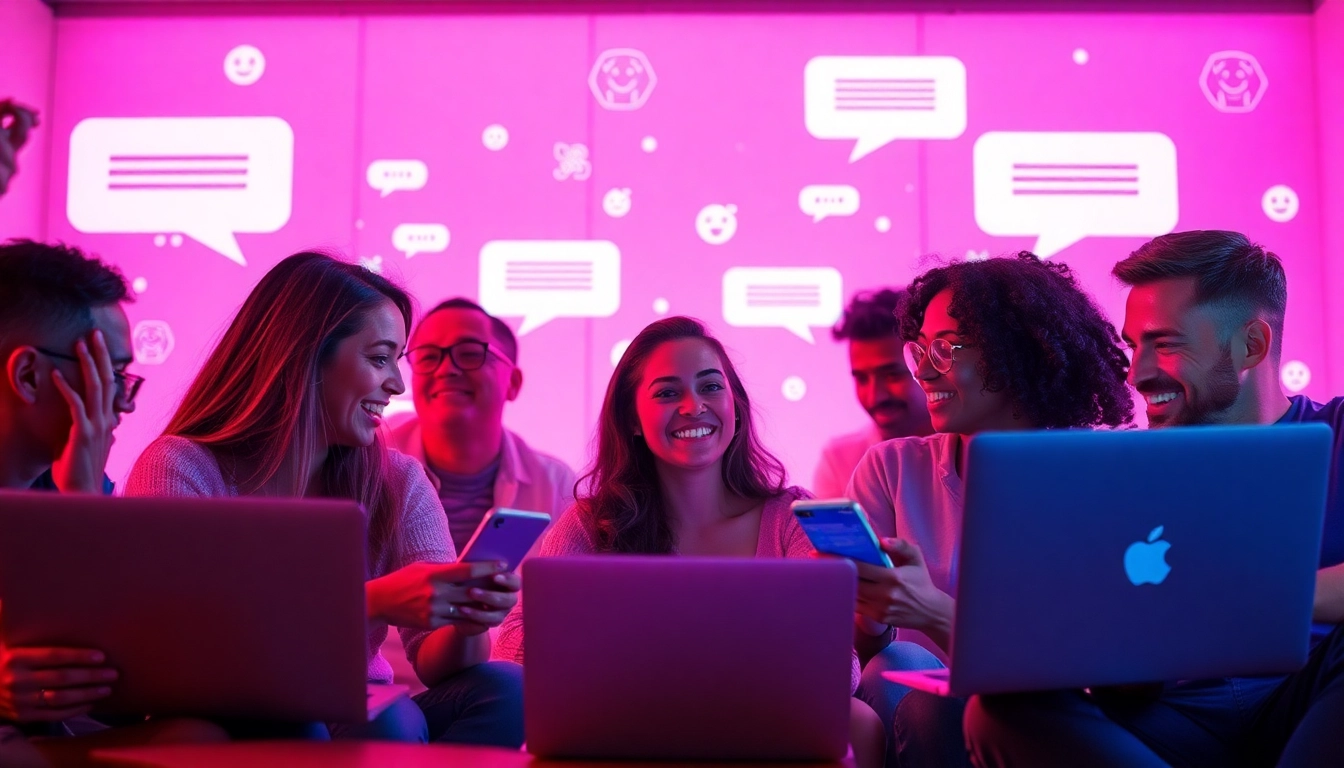 Engaging scene of adults in a digital sex chat room, showcasing interaction and intimacy.