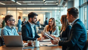 Professionelle Beratungsszene durch Headhunter Solingen mit Kandidaten in einem modernen Büro.