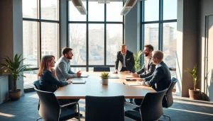 Aktives Teammeeting zum Thema Headhunter Kassel mit Fachleuten im modernen Büro