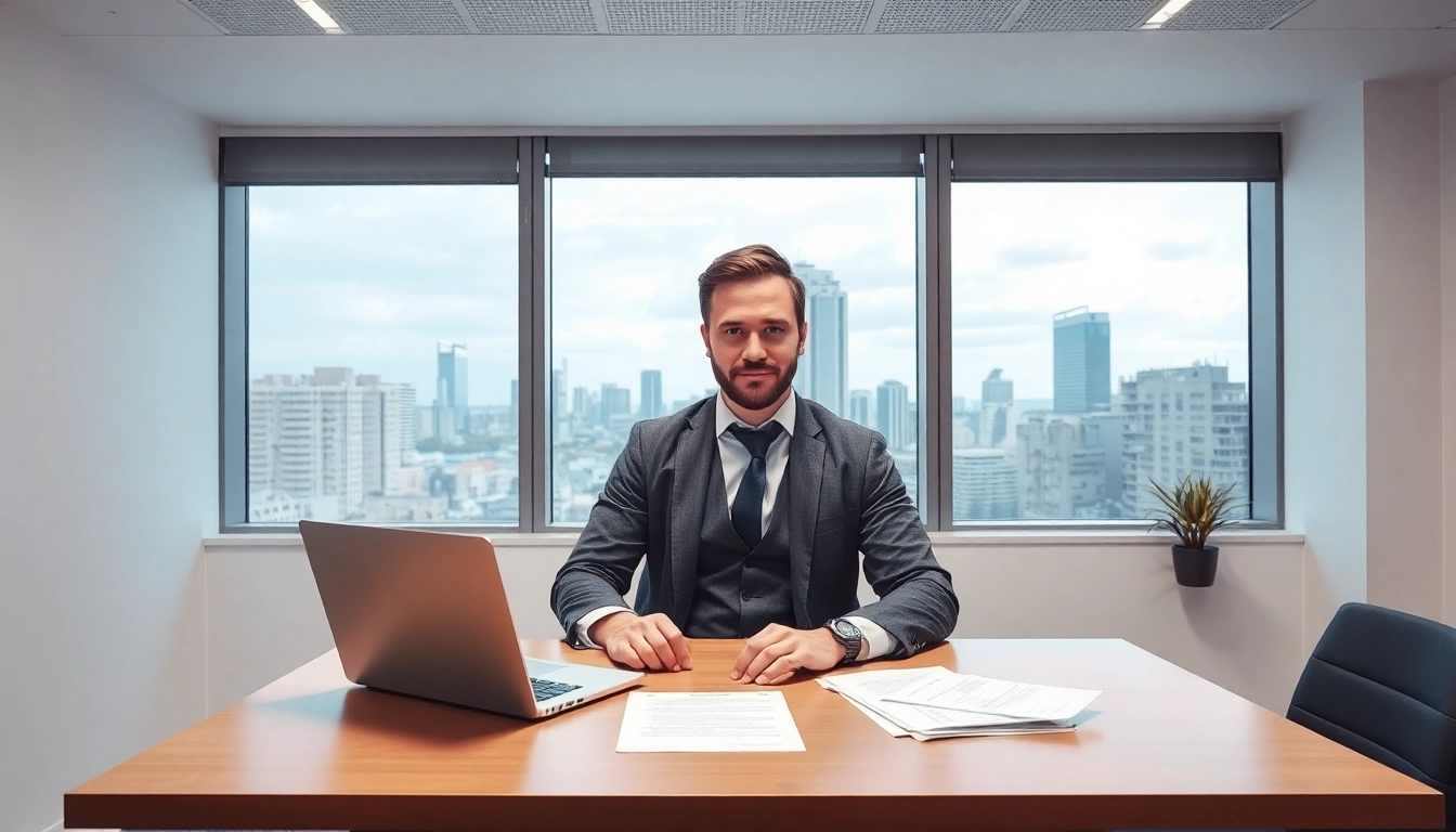 Headhunter Saarbrücken - Ein professioneller Headhunter bei der Arbeit in einem modernen Büro mit Blick auf die Stadt.