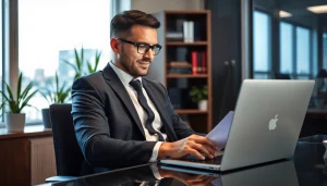 Headhunter Saarbrücken analysiert Bewerbungsunterlagen in modernem Büro.