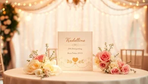Personalisierbare Hochzeitskarten, elegant inszeniert mit floralen Details und romantischen Farben.