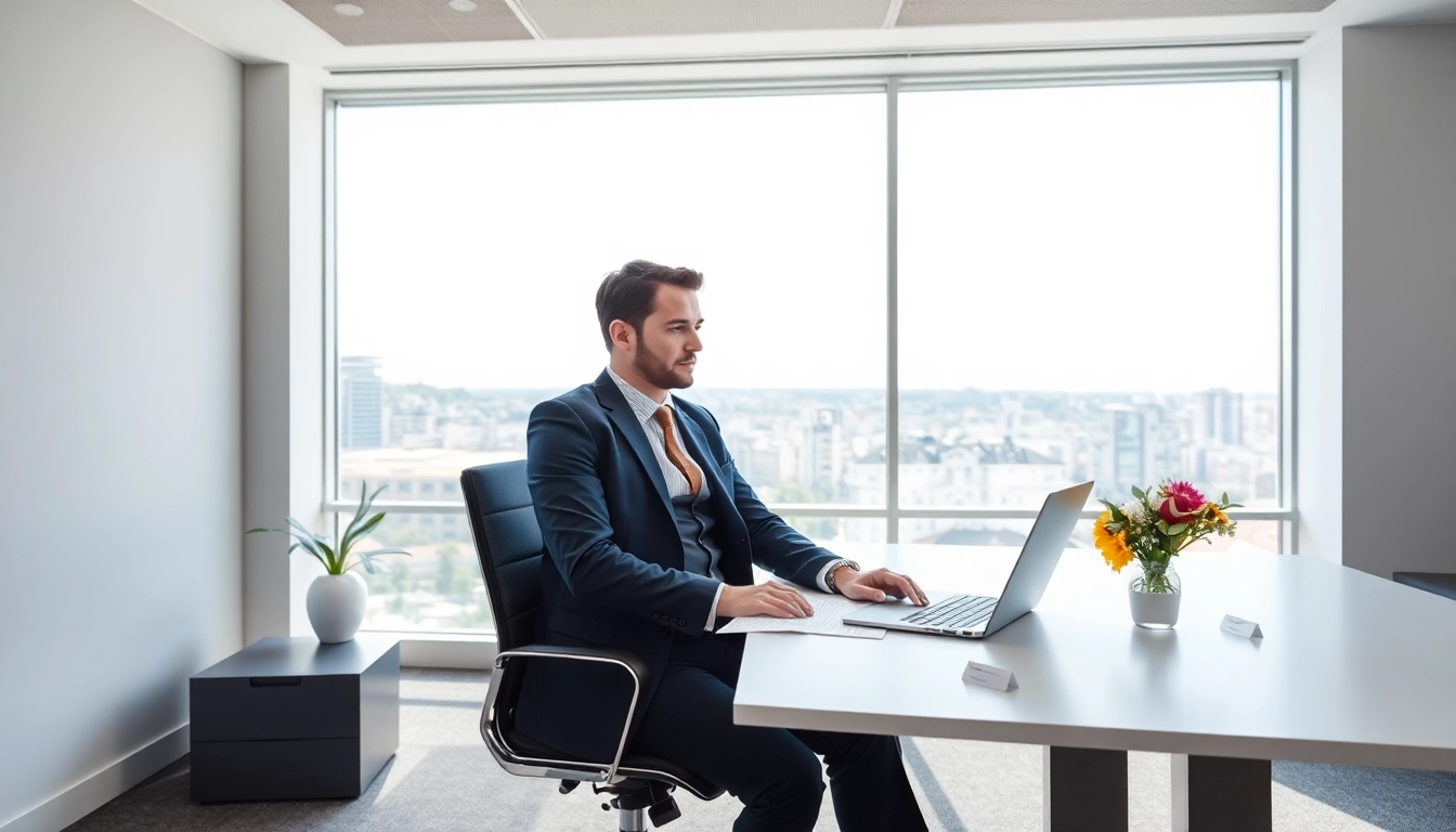 Headhunter IT führt Interviews in einem modernen Büro mit natürlichem Licht.