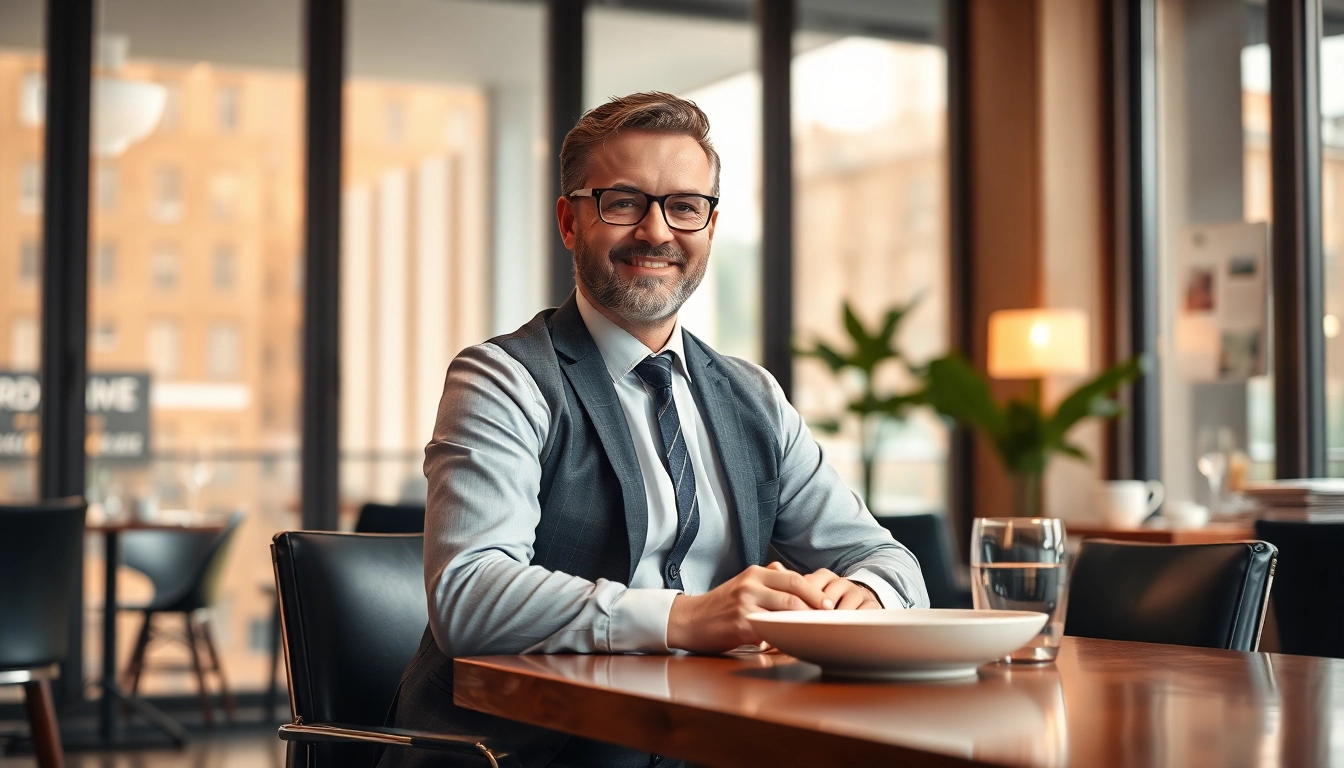 Headhunter Gastronomie im Gespräch mit einem Bewerber in einem eleganten Büro.