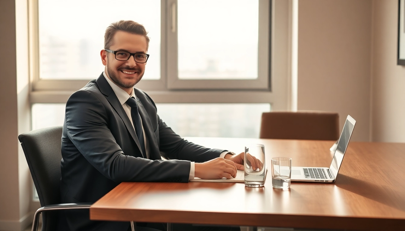 Headhunter Gastronomie berät kompetent in einem eleganten Büro mit Laptop und Notizen.