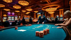 Experience the thrill of https://tg88com.host/ with an exciting casino environment full of poker chips and vibrant gaming action.