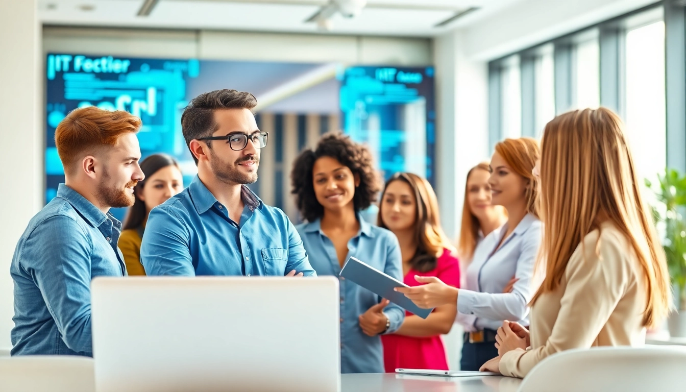 Headhunter IT strategizes recruitment with diverse candidates in a modern office.