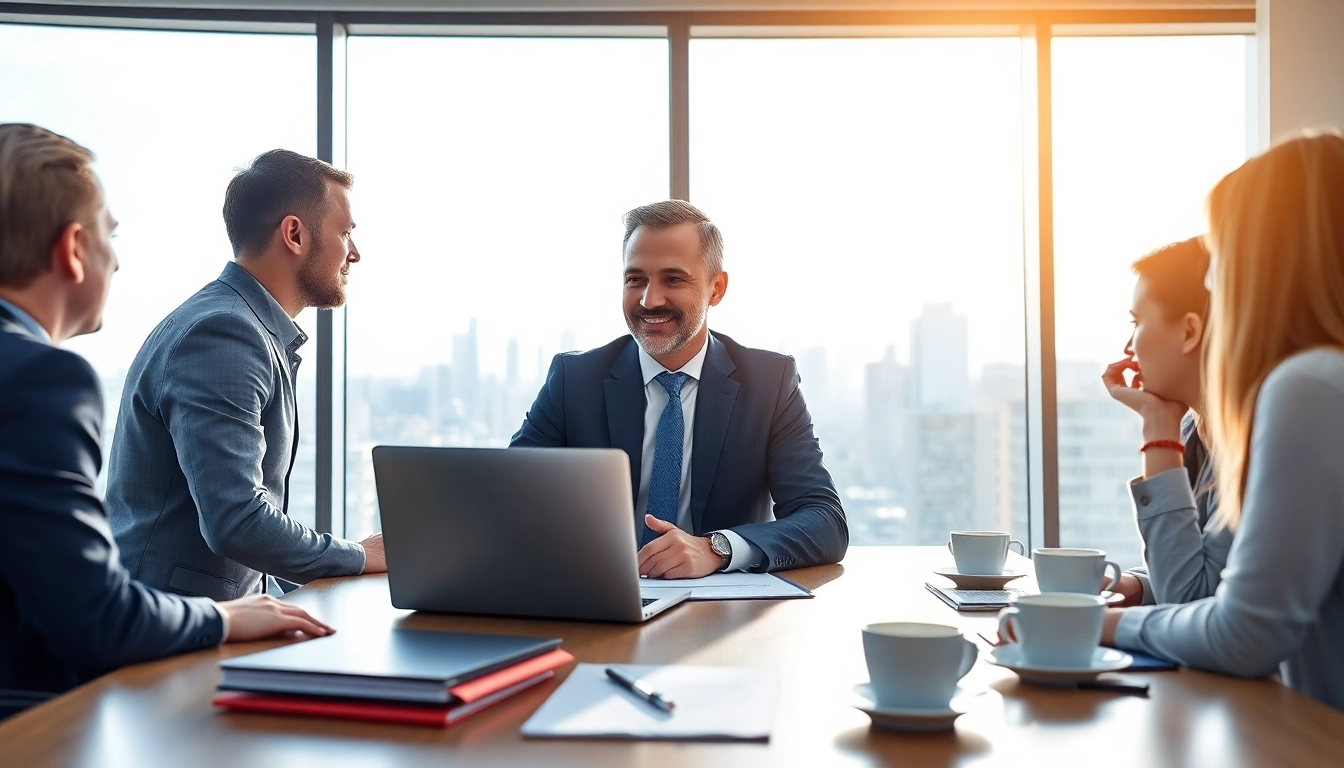 Headhunter Schweiz im modernen Büroumfeld, professional interaction mit Klienten.