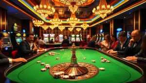 Players enjoying a thrilling game at 88i nhà cái's luxurious casino table, emphasizing excitement and engagement.