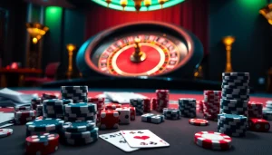 Enjoying an exciting betting experience at LUCK8.COM with vibrant casino tables and digital interfaces.