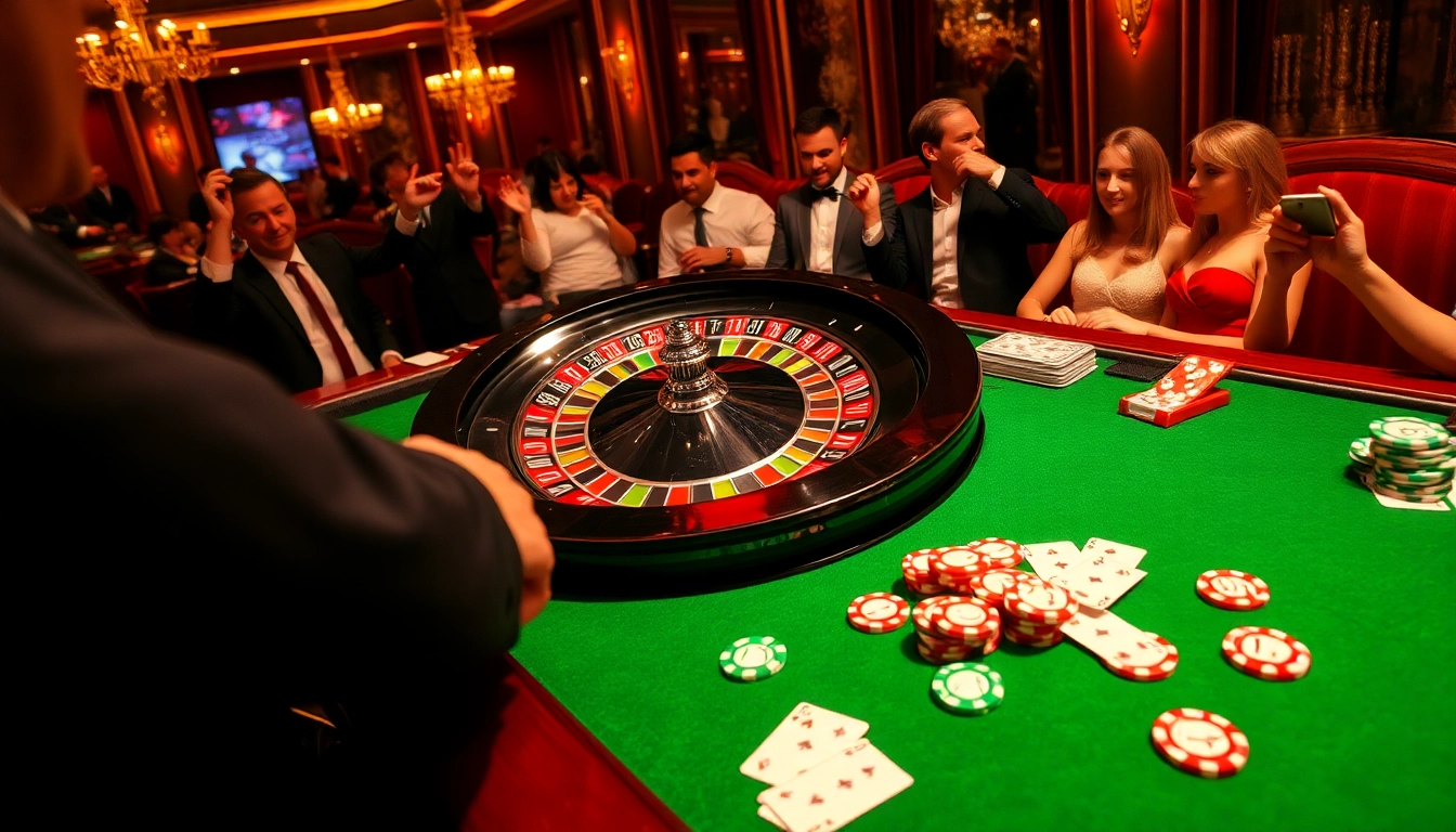 Excitement at the roulette table with gamblers enjoying games on https://f8bet.ventures/ for a thrilling casino experience.