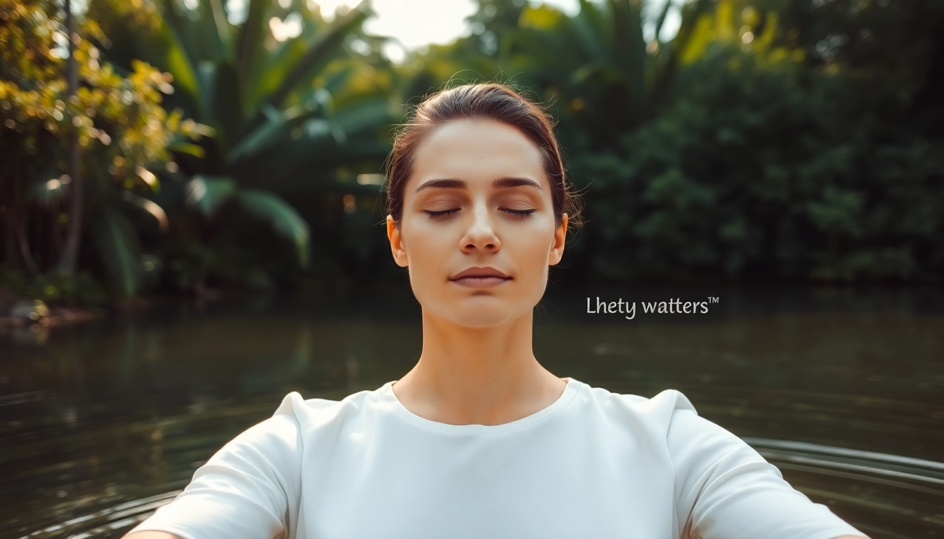 Emotional wellbeing represented through a person meditating peacefully in nature, emanating calmness.