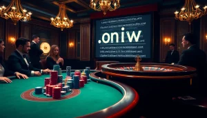 Players engaging at a poker table surrounded by hidden wiki themed decorations, highlighting dark web links.